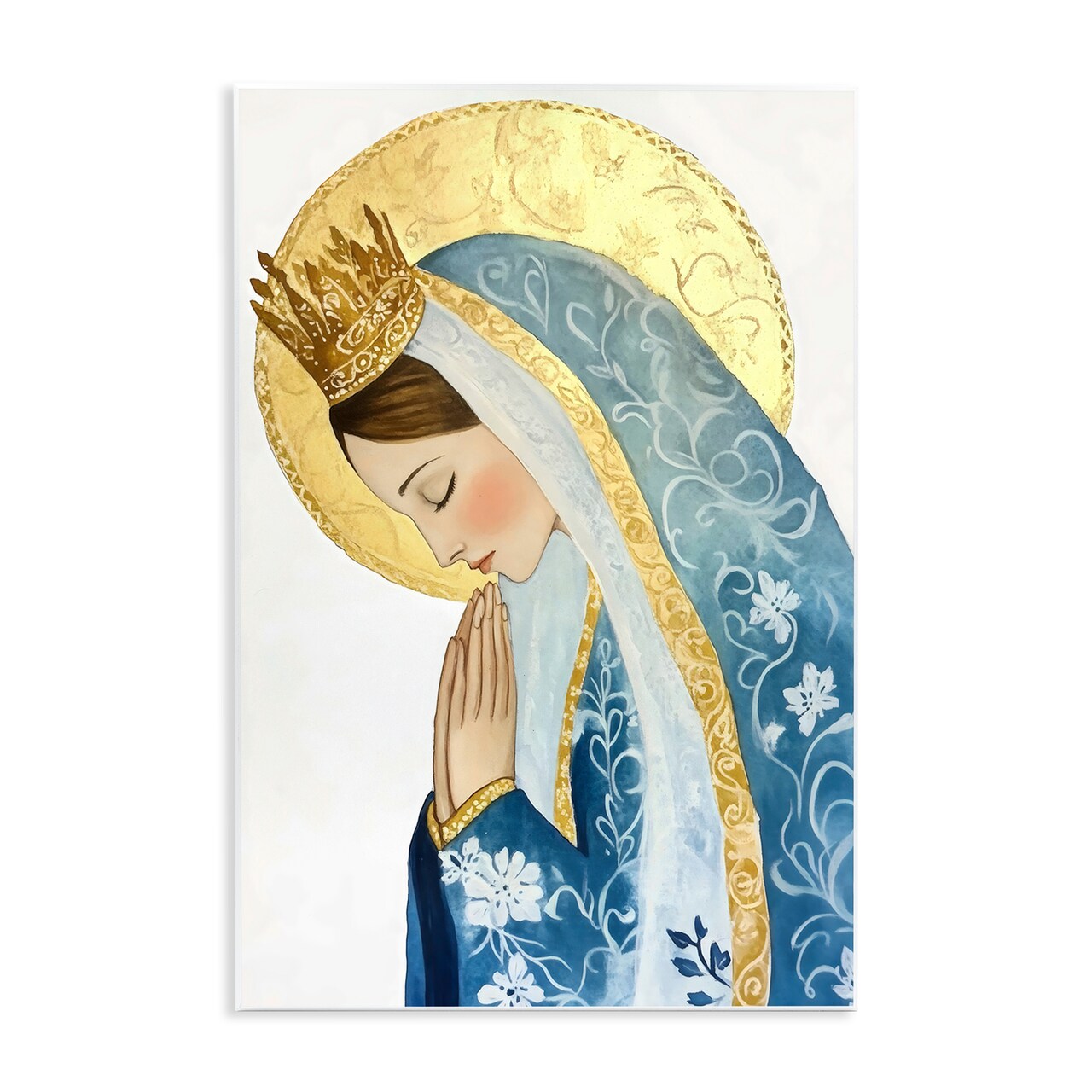 Stupell Industries Mother Mary Religious Portrait Wall Plaque, design by Petal Prints Design